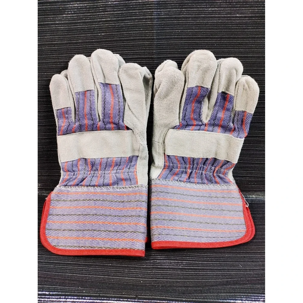 3 Pairs Leather Work Gloves Women Large Palm Safety Split Cowhide Welding Cuff
